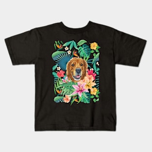 Tropical Golden Retriever 1 Kids T-Shirt